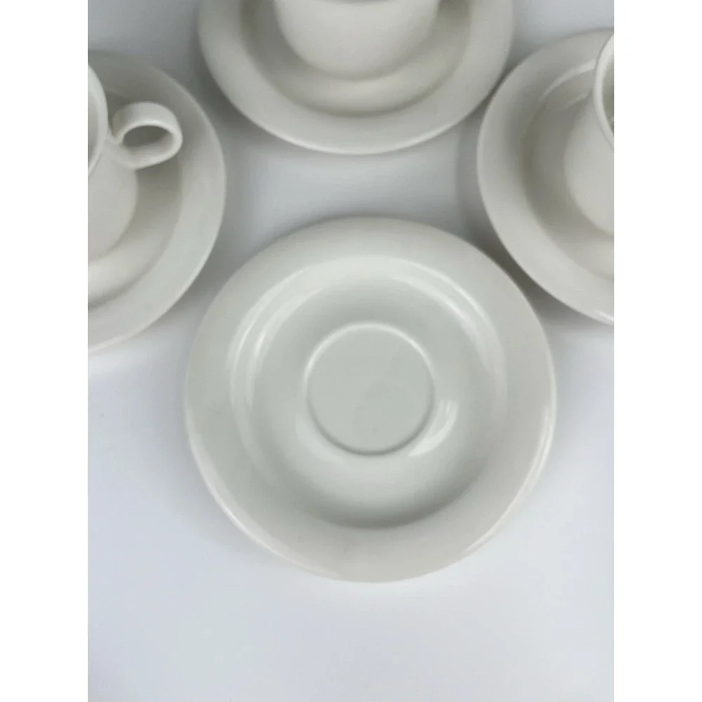 Arabia Finland Arctica White Cup & Saucer SET OF 4 MCM Minimalist